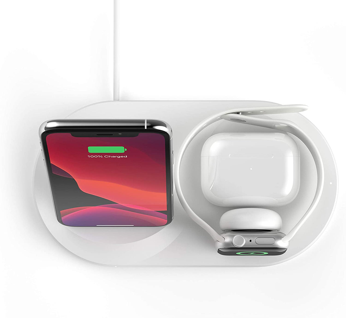 Belkin 3-in-1 Wireless Charger (Wireless Charging Station for iPhone, Apple Watch, AirPods) Wireless Charging Dock, iPhone Charging Dock, Apple Watch Charging Stand, White (WIZ001ttWH) White Charger
