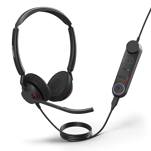 Jabra Engage 50 II Wired Stereo Headset with Link Call Control - Noise-Cancelling 3-Mic Technology and USB-C Cable, Ultra-Lightweight - MS Teams Certified, Works with All Other Platforms - Black Stereo w/ Link MS Teams (USB-C)