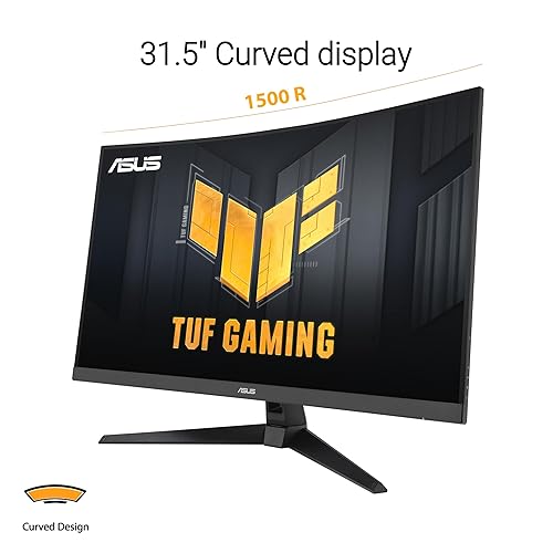 ASUS TUF Gaming 31.5” 1440P Curved HDR Gaming Monitor (VG32WQ3B) – QHD (2560 x 1440), 180Hz, 0.5ms, 1500R, Extreme Low Motion Blur, FreeSync, 90% DCI-P3, Shadow Boost, DisplayWidget