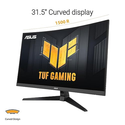 ASUS TUF Gaming 31.5” 1440P Curved HDR Gaming Monitor (VG32WQ3B) – QHD (2560 x 1440), 180Hz, 0.5ms, 1500R, Extreme Low Motion Blur, FreeSync, 90% DCI-P3, Shadow Boost, DisplayWidget