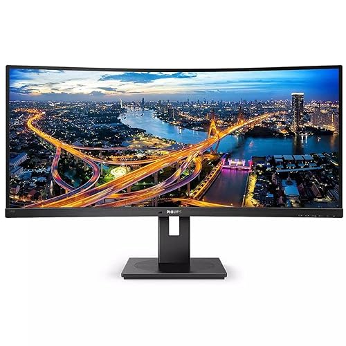Philips 346B1C UltraWide 34 inch Curved Monitor, UltraWide QHD 2K, USB-C and Built-in KVM Switch, 119% sRGB, USB-PD 90W, Height Adjustable, PowerSensor, 4Yr Advance Replacement Warranty 34 Inch UltraWide QHD Curved VA with USB-C Docking