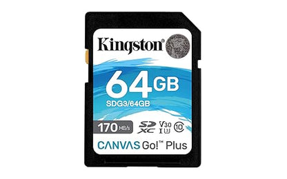Kingston 64GB SDXC Canvas Go Plus 170MB/s Read UHS-I, C10, U3, V30 Memory Card (SDG3/64GB)