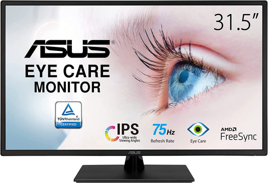 ASUS 31.5” 1080P Monitor (VA329HE) - Full HD, IPS, 75Hz, Adaptive-Sync, Eye Care, Low Blue Light, Flicker Free, HDMI, VGA, Wall Mountable, Tilt Adjustable