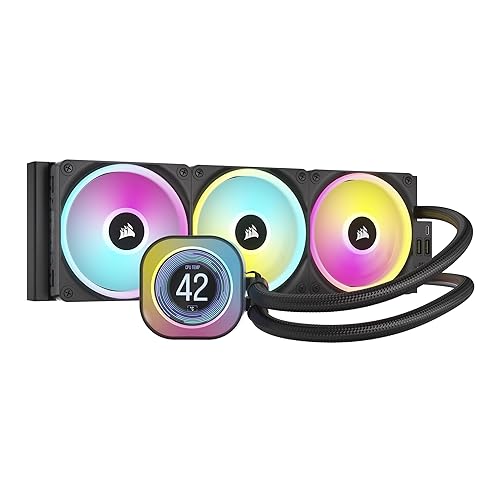 CORSAIR iCUE Link H150i LCD Liquid CPU Cooler - 360mm AIO - QX120 RGB Fans - 2.1” IPS LCD Screen - Fits Intel LGA 1700, AMD AM5 - iCUE Link System Hub Included - Black Black 360mm AIO