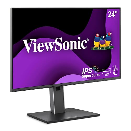 ViewSonic VG2451 24 Inch IPS 1080p Ergonomic Monitor with Full Adjustability, 100Hz, 4-Port USB Hub, HDMI, DisplayPort, and USB C Inputs for Home and Office