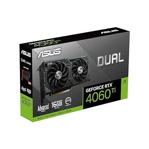 ASUS Dual GeForce RTX™ 4060 Ti 16GB Advanced Edition GDDR6 (PCIe 4.0, 16GB GDDR6, DLSS 3, HDMI 2.1a, DisplayPort 1.4a, 2.5-Slot Design, Axial-tech Fan Design, 0dB Technology, and More)