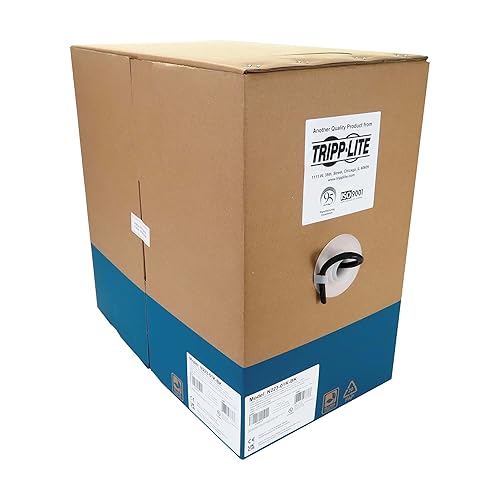 Tripp Lite Cat6a Ethernet Cable 1000ft Bulk Spool, Black, 10 Gbps Copper Network Cable, 23 AWG Four-Pair Solid Core Bare Wire, 10G CMR UTP LAN Cord, 305 Meters, Lifetime Warranty (N223-01K-BK)
