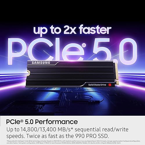 Samsung 9100 PRO with Heatsink - 2TB PCIe 5.0 x4, NVMe 2.0, M.2 Internal SSD, Up to 14,700MB/s, Fast Speed, Thermal Contorl, MZ-VAP2T0CW