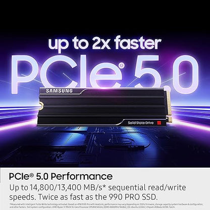 Samsung 9100 PRO with Heatsink - 2TB PCIe 5.0 x4, NVMe 2.0, M.2 Internal SSD, Up to 14,700MB/s, Fast Speed, Thermal Contorl, MZ-VAP2T0CW