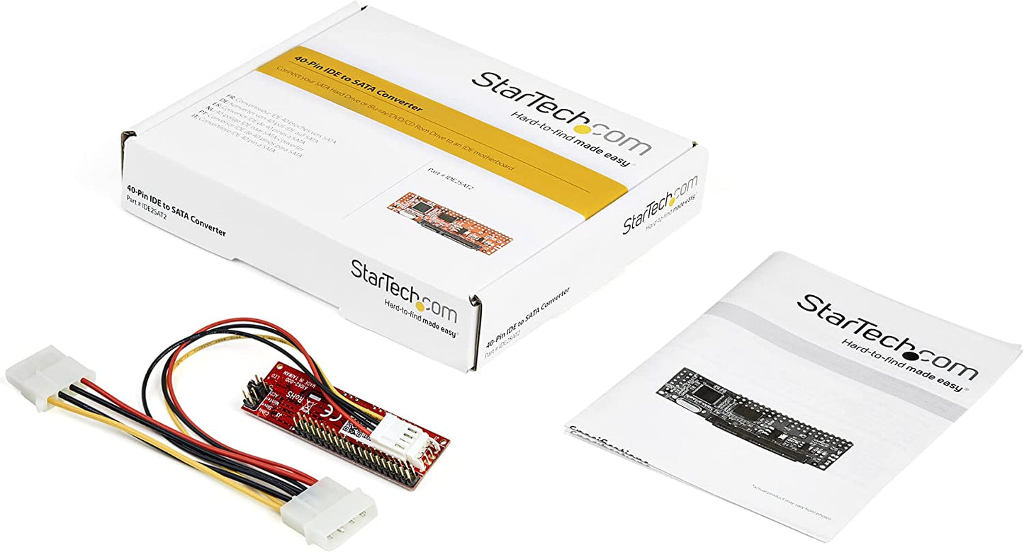 StarTech.com IDE to SATA Hard Drive or Optical Drive Adapter Converter - 40-Pin PATA to 2.5" SATA HDD / SSD / ODD Converter (IDE2SAT2) IDE SATA Drive