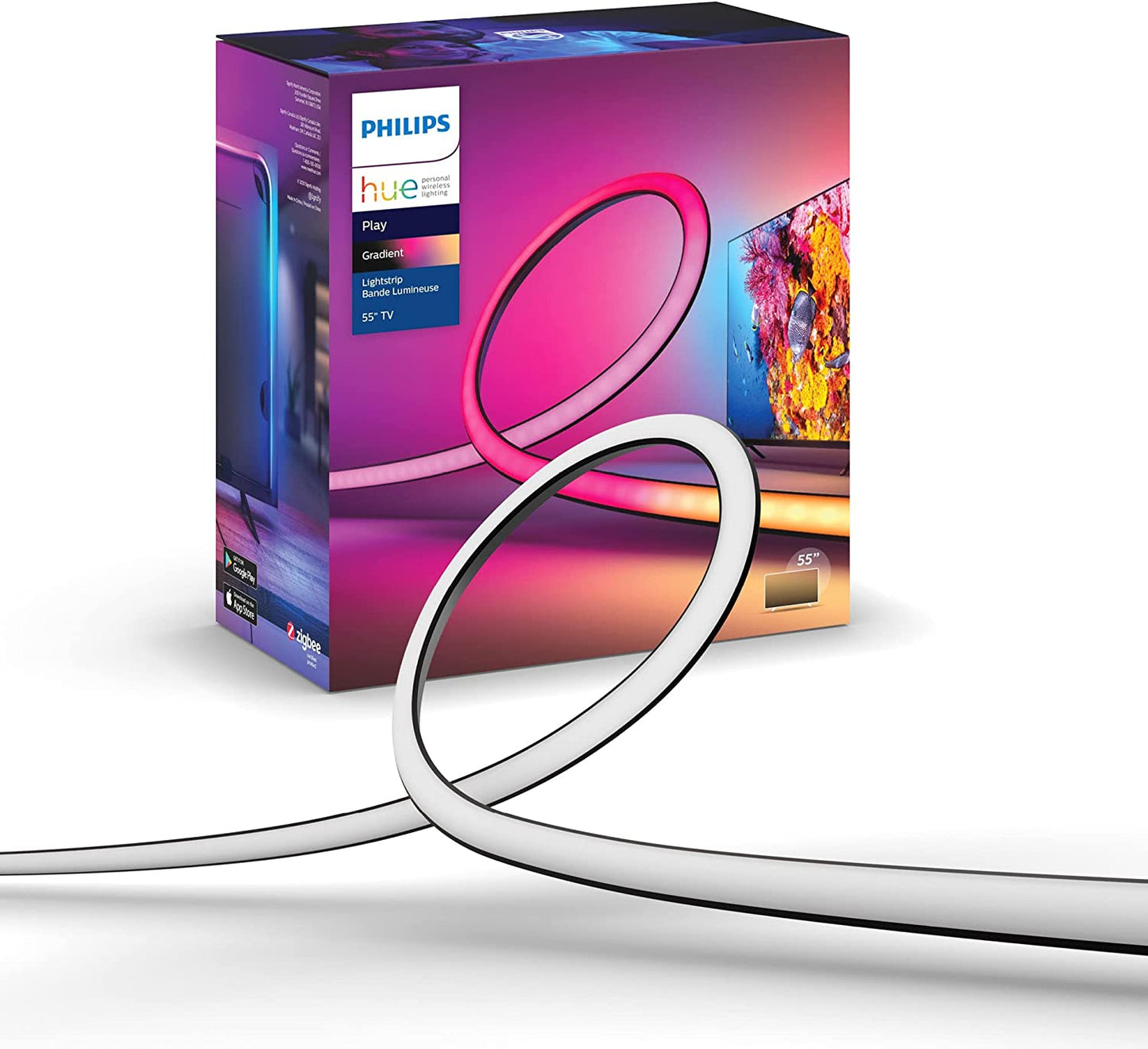 Philips Hue Gradient LightStrip 75" (Sync with TV, Music and Gaming), Hue Hub &amp; Hue Sync Box Required 75-Inch TV Lightstrip Only