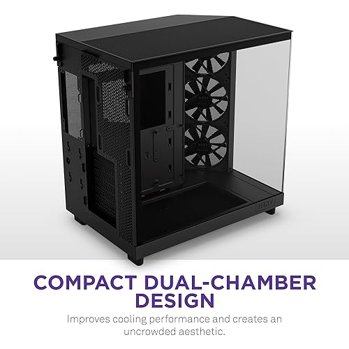 NZXT H6 Flow (2023) Compact Dual-Chamber ATX Case - CC-H61FB-R1 - All Black