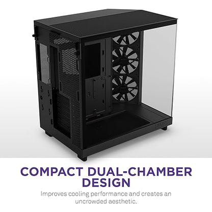 NZXT H6 Flow (2023) Compact Dual-Chamber ATX Case - CC-H61FB-R1 - All Black
