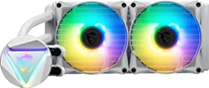 MSI MAG Core Liquid 240R V2 White - AIO RGB CPU Liquid Cooler - Rotating Cap Design - 240mm Radiator - Dual 120mm RGB PWN Fans. 240 mm MAG CoreLiquid 240R V2 White