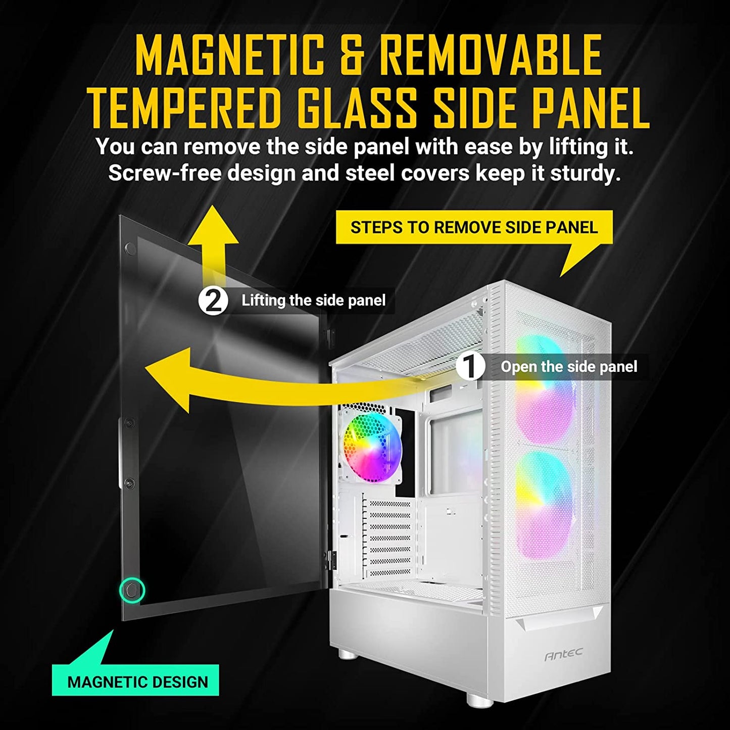 Antec Nx Series Nx410 W, Mid-Tower ATX Gaming Case, 2 X 140 Mm Argb Fan in Front