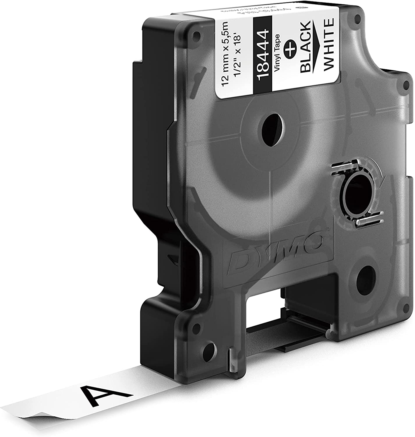 DYMO Rhino Label, White 1/2"X18', DYMO Authentic 1/2" (12MM) Black on White