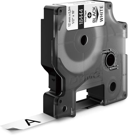 DYMO Rhino Label, White 1/2"X18', DYMO Authentic 1/2" (12MM) Black on White