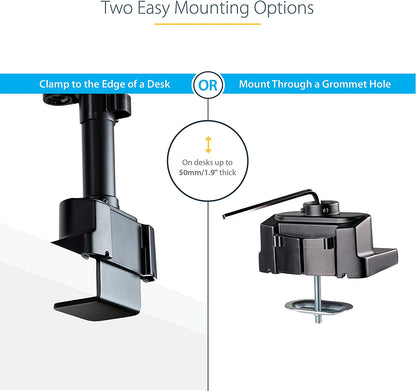 StarTech.com Desk Mount Dual Monitor Arm - Full Motion Monitor Mount for 2x VESA Displays up to 32" (17lb/8kg) - Vertical Stackable Arms - Height Adjustable/Articulating - Clamp/Grommet (ARMDUALPIVOT)