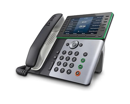 Poly Edge E500 IP Phone - Corded - Corded - 3 Multiple Conferencing - Desktop, Wall Mountable - White, Midnight Blue - TAA Compliant - VoIP - 5" LCD - 2 x Network (RJ-45) - PoE Ports