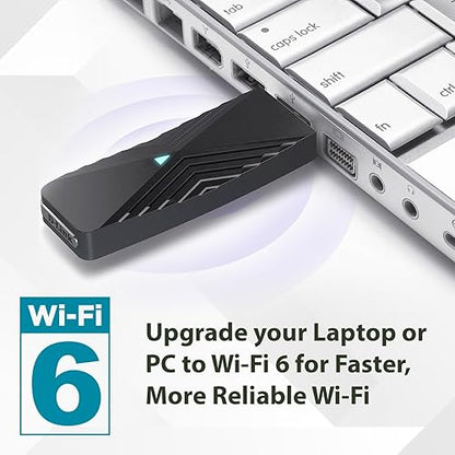 D-Link USB WiFi 6 Adapter AX1800 USB 3.0 Dual Band Long Range MU-MIMO Wireless Internet Network for Desktop PC Laptop Windows (DWA-X1850-B1-CA) WiFi 6 AX1800 USB (New)