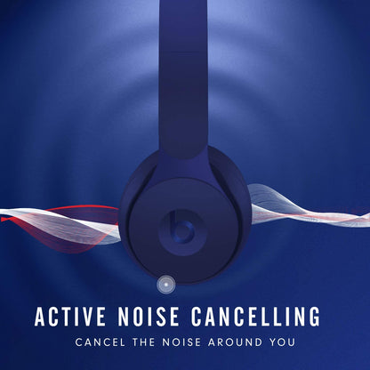 Beats Solo Pro Wireless Noise Cancelling On-Ear Headphones - Apple H1 Headphone Chip, Class 1 Bluetooth, Active Noise Cancelling, Transparency, 22 Hours of Listening Time - Dark Blue