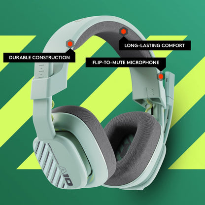 Astro gaming Astro A10 Gaming Headset Gen 2 Wired Headset - Over-Ear Gaming Headphones with flip-to-Mute Microphone, 32 mm Drivers, for Xbox Series X|S, Xbox One, Playstation 5/4, Nintendo Switch, PC, Mac - Mint Mint Gen 2 Cross Platform Headset Only