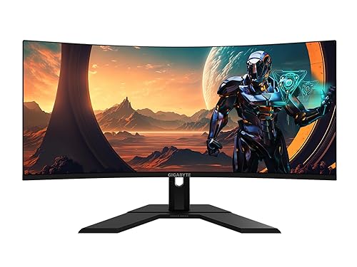 GIGABYTE GS34WQC 34 120Hz 1440P Curved Gaming Monitor, 3440x1440 VA 1500R Display, 1ms (MPRT) Response Time, HDR Ready, FreeSync Premium, 1x Display Port 1.4, 2X HDMI 2.0,Black QHD | 144Hz 1ms | 34 | No Height Adj.