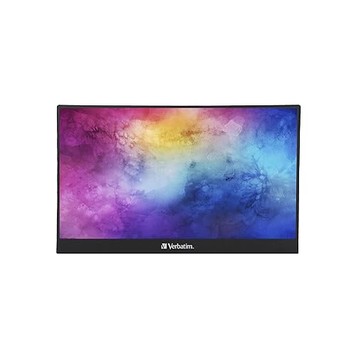 Verbatim Portable Monitor 14 USB-C HDMI Full HD 1080p IPS Display with Adjustable Kick Stand for Laptops and Gaming Consoles 14 Non - Touchscreen