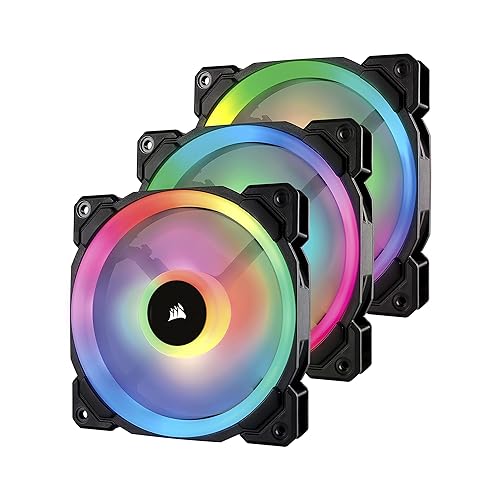Corsair LL Series LL120 RGB 120mm Dual Light Loop RGB LED PWM Fan 3 Fan Pack with Lighting Node Pro (CO-9050072-WW), Black, Compatible with Desktop Black Triple Pack w/ Lighting Node PRO