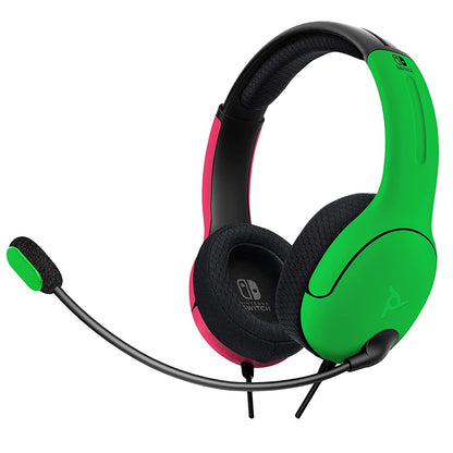 PDP Gaming LVL40 Stereo Headset with Mic for Nintendo Switch - PC, iPad, Mac, Laptop Compatible - Noise Cancelling Microphone, Lightweight, Soft Comfort On Ear Headphones - Splatoon 2 Pink &amp; Green Pink/Green Headset