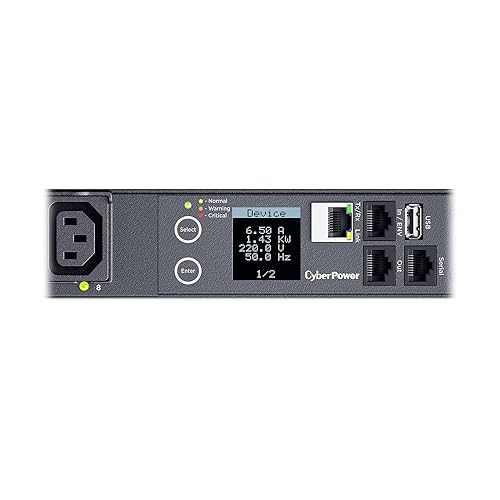 CyberPower PDU41005 Switched PDU, 100-240V, 20A (Derated to 16A), 8 Outlets, 1U Rackmount