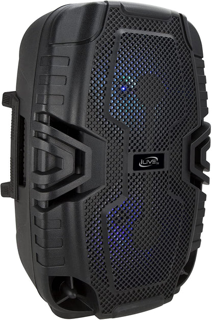 iLive Wireless Tailgate Party Speaker, LED Light Effects, Carry Handle, Black (ISB250B)