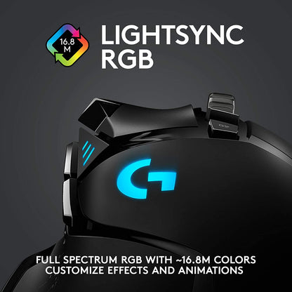Logitech G502 Lightspeed Wireless Gaming Mouse with Hero 25K Sensor, PowerPlay Compatible, Tunable Weights and Lightsync RGB - Black