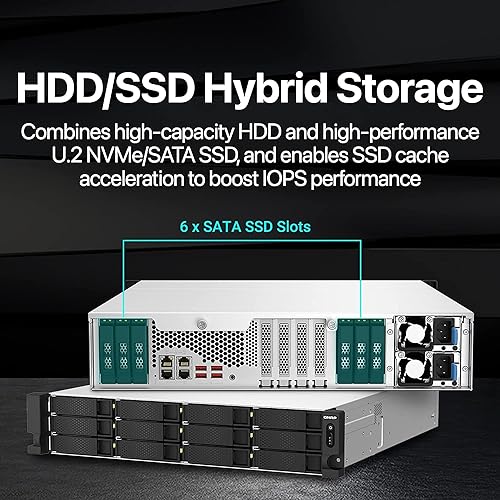 QNAP TS-h1887XU-RP-E2336-32G-US 18 Bay 2U Rackmount Hybrid NAS with Intel® Xeon® Processor, Dual 10GbE, ZFS Storage for Virtualization and Data-Intensive Enterprise Applications