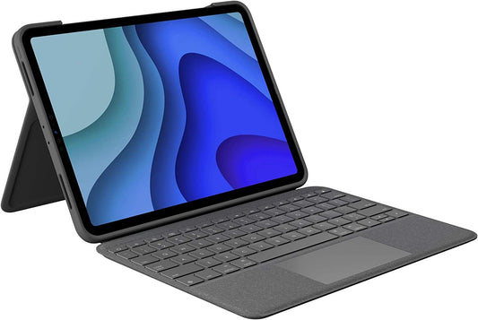 Logitech Folio Touch iPad Pro 11-inch (1st, 2nd, 3rd and 4th gen - 2018, 2020, 2021, 2022) Keyboard Case - Backlit Keyboard, Trackpad, Smart Connector - Grey, USA Layout Folio Touch Tablet Keyboard Oxford Gray