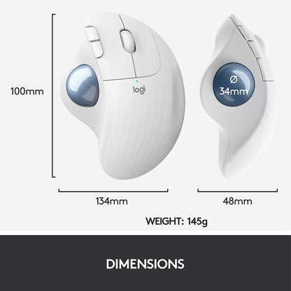 Logitech Ergo M575 Wireless Trackball Mouse for Business - Ergonomic Design, Secured Logi Bolt Technology, Bluetooth, Globally Certified, Windows/Mac/Chrome/Linux - Off-White Off White