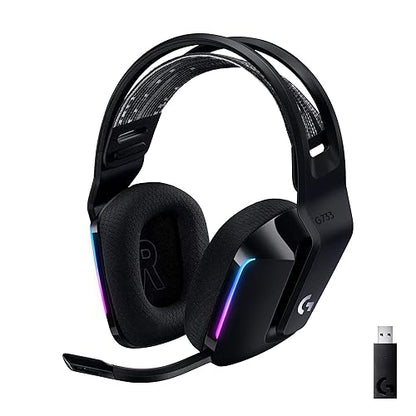 Logitech G733 LIGHTSPEED Wireless Gaming Headset with Suspension Headband, LIGHTSYNC RGB, Blue Voice Mic Techonolgy and PRO-G Audio drivers - Black Black Headset