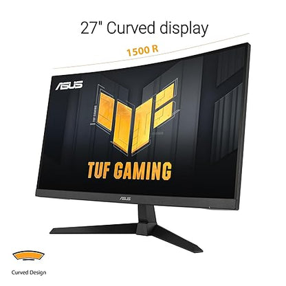 ASUS TUF Gaming 27” 1080P Curved Monitor (VG27VQM1B) – Full HD, 1500R, 280Hz, 1ms, Extreme Low Motion Blur, FreeSync Premium, Shadow Boost, Eye Care, 90% DCI-P3, DisplayWidget Center, 3 yr Warranty 27" Curved FHD 280Hz FreeSync Premium