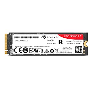 Seagate IronWolf 525 SSD 500GB NAS Internal Solid State Drive - SATA M.2, PCIe Gen 4 speeds up to 5000MB/s, 1.8M Hours MTBF, 0.7 DWPD, with Rescue Services (ZP500NM30002)