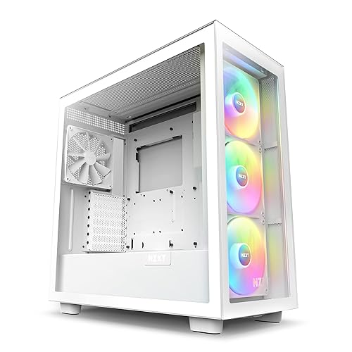NZXT H7 Elite - CM-H71EW-02 - ATX Mid Tower PC Gaming Case - Front I/O USB Type-C Port - Quick-Release Tempered Glass Side Panel, RGB fan - White (2023)