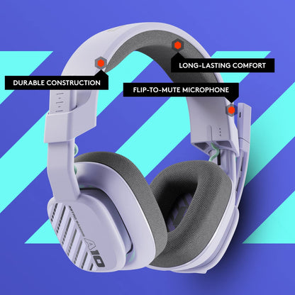 Astro gaming Astro A10 Gaming Headset Gen 2 Wired Headset - Over-Ear Gaming Headphones with flip-to-Mute Microphone, 32 mm Drivers, for Xbox Series X|S, Xbox One, Playstation 5/4, Nintendo Switch, PC, Mac -Lilac Lilac Gen 2 Cross Platform Headset Only