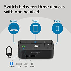 Kensington Universal 3-in-1 Pro Audio Headset Switch (K83300WW)