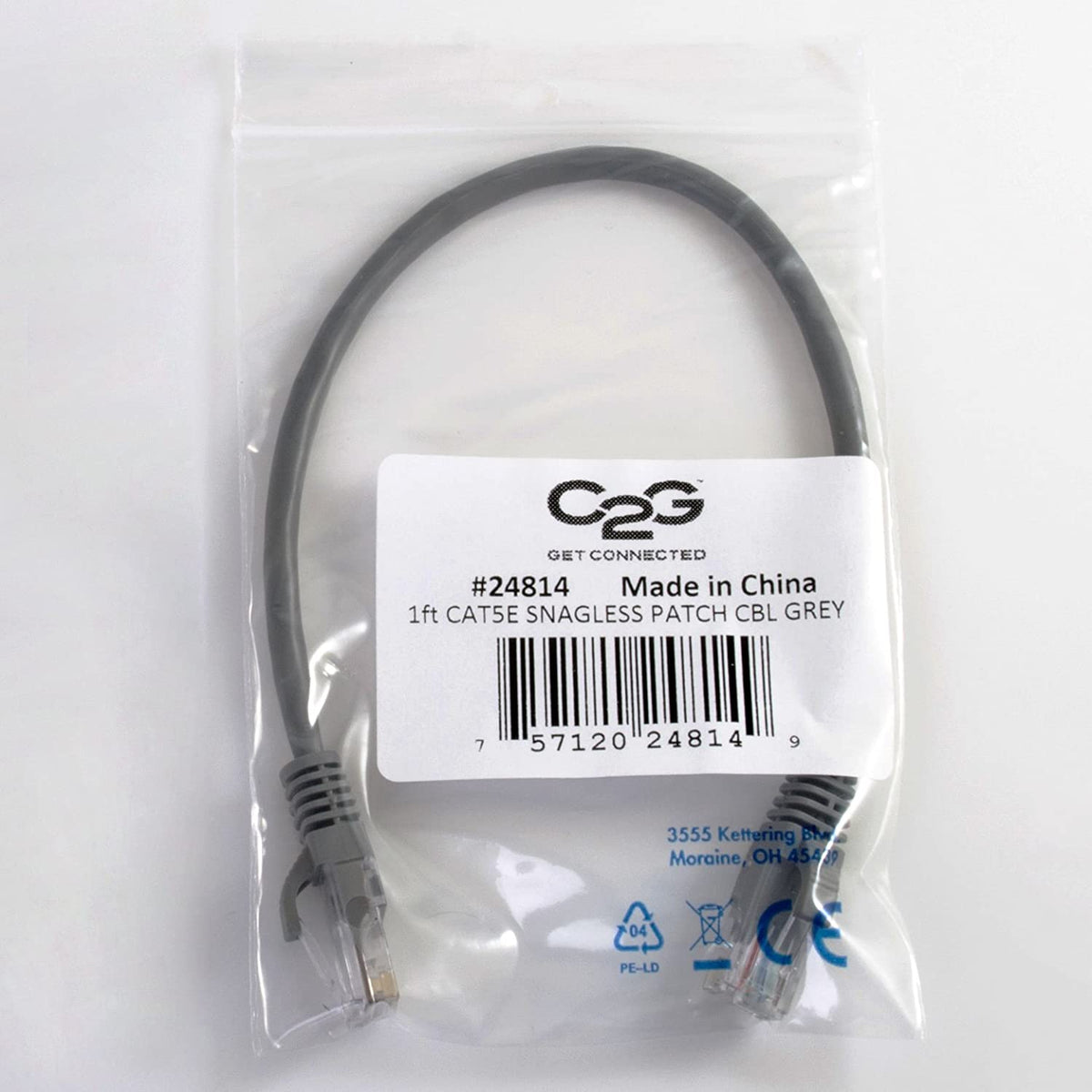 C2g/ cables to go C2G/Cables to Go 00482 Cat5e Snagless Unshielded (UTP) Network Patch Cable 12 Feet 12 Feet Grey