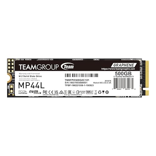 Team Group MP44L M.2 2280 500GB PCIe 4.0 x4 with NVMe 1.4 Internal Solid State Drive (SSD) TM8FPK500G0C101