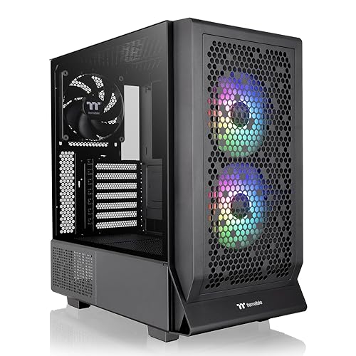 Thermaltake Ceres 330 TG ARGB Black Mid Tower E-ATX Case Supports Hidden-Connector Motherboard; Preinstalled 2 x CT140 ARGB Fans; Rotational PCIe Slots; CA-1Y2-00M1WN-01; 3 Year Warranty