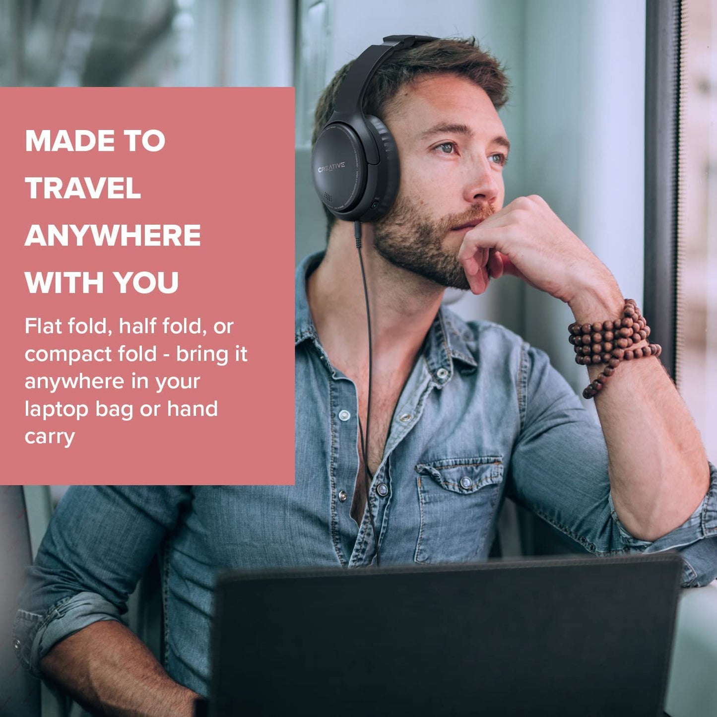 Creative Zen Hybrid (Black) Wireless Over-Ear Headphones with Hybrid Active Noise Cancellation, Ambient Mode, Up to 27 Hours (ANC On), Bluetooth 5.0, AAC, Built-in Mic, Foldable