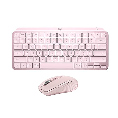 Logitech MX Keys Mini Keyboard + MX Anywhere 3S Wireless Mouse - Fluid Typing, Backlit Keys, Fast Scrolling, USB-C, Bluetooth, Compact, Multi-OS Compatible - Rose Rose 3S Combo