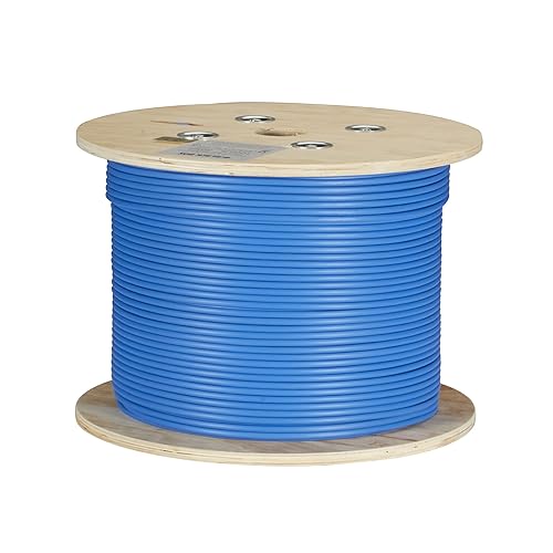 Black Box CAT6A 500-MHz Bulk Cable - F/UTP, Plenum, Solid, Blue, 1000-ft. - 1000 ft Category 6a Network Cable for Network Device - Bare Wire - Bare Wire - 1.25 GB/s - Shielding - Solid Blue