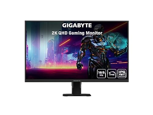 GIGABYTE GS27Q 27 165Hz 1440P Gaming Monitor, 2560 x 1440 SS IPS Display, 1ms (MPRT) Response Time, HDR Ready, FreeSync Premium, 1x Display Port 1.4, 2X HDMI 2.0