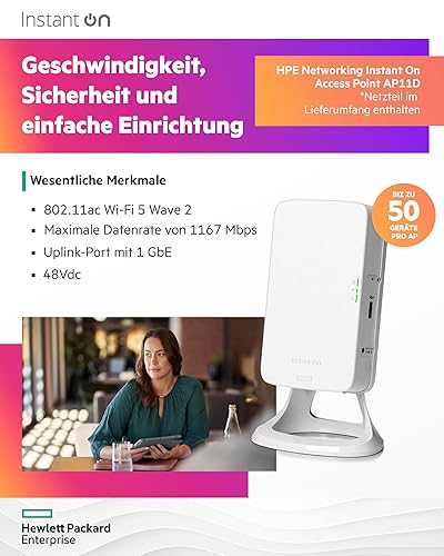 Aruba Instant On AP11D IEEE 802.11ac 1.14 Gbit/s Wireless Access Point - 2.40 GHz, 5 GHz - MIMO Technology - 4 x Network (RJ-45) - Gigabit Ethernet - PoE Ports - Wall Mountable, Desktop - 1 Pack
